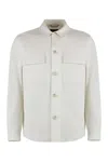 Hugo Boss Button-up Jacket In Herringbone Linen And Silk In White