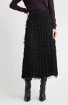 Hugo Boss Boss Vodia Fringe Detail Midi Skirt In Black
