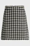Hugo Boss Womens Open Miscellaneous Houndstooth-pattern High-waist Woven Mini Skirt