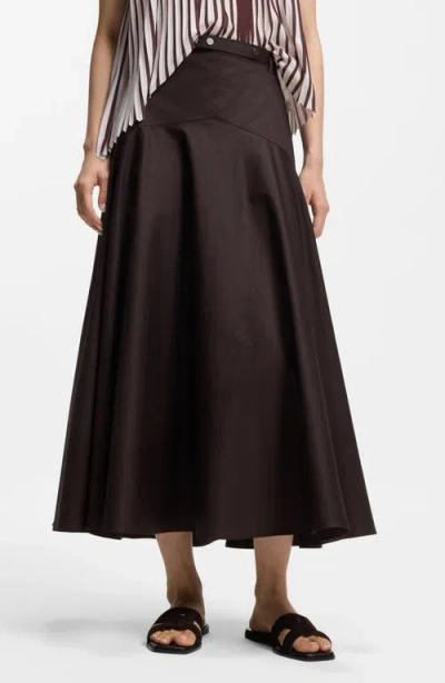 Hugo Boss Boss Vusola Stretch Cotton Maxi Skirt In Black