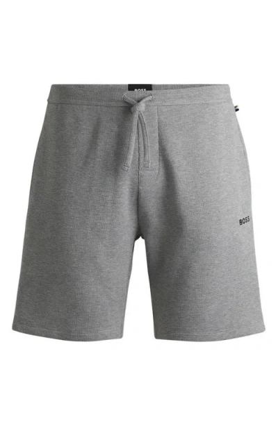 Hugo Boss Boss Waffle Knit Lounge Shorts In Medium Grey