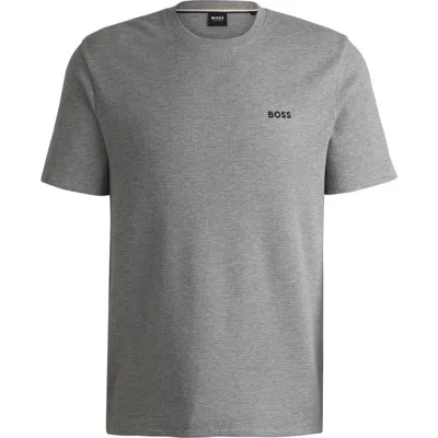Hugo Boss Mens Boss Logo-embroidered Regular-fit Stretch-cotton T-shirt In Gray