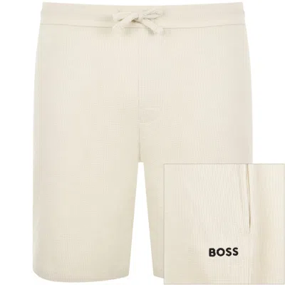 Hugo Boss Boss Waffle Shorts Cream In White
