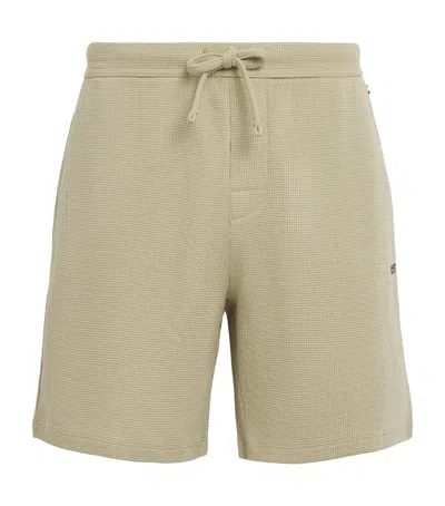 Hugo Boss Boss Waffle-knit Logo Shorts In Neutral