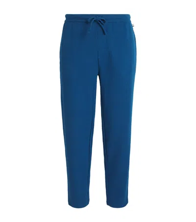 Hugo Boss Boss Waffle-knit Logo Sweatpants In Blue
