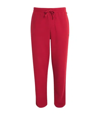 Hugo Boss Boss Waffle-knit Logo Sweatpants In Red