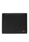Hugo Boss Black Grained Faux-leather Trifold Wallet In Black