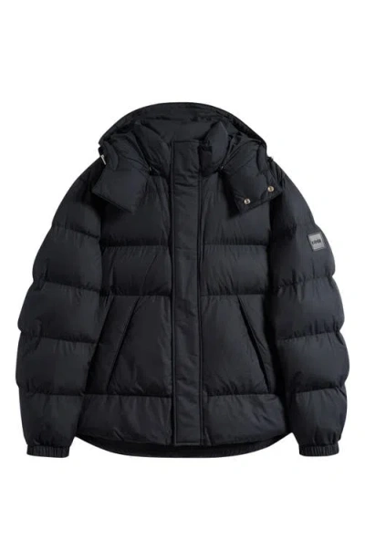 Hugo Boss Boss Water Repellent Puffer Coat With Removable Hood In Black