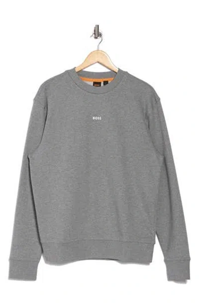 Hugo Boss Logo-rubberised Cotton Sweatshirt In 灰色