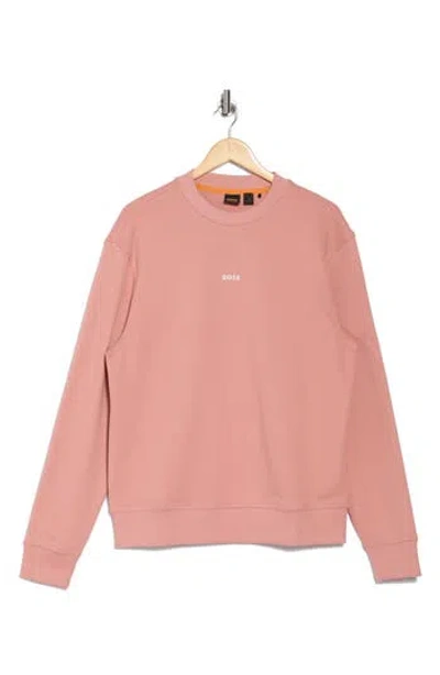Hugo Boss Boss Wes Crew Pullover In Open Pink