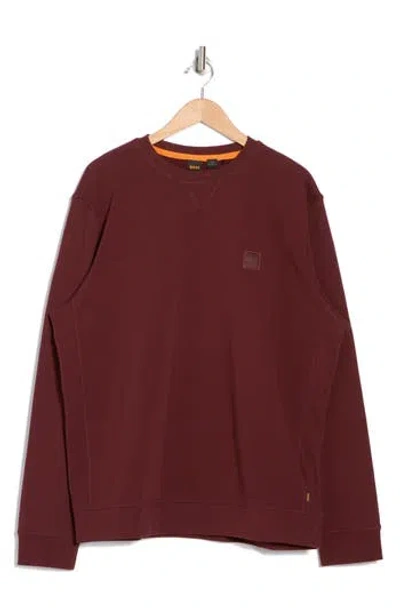 Hugo Boss Boss Westart Cotton Crewneck Sweatshirt In Dark Red