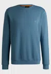 Hugo Boss Cotton-terry Relaxed-fit Sweatshirt With Logo Patch In Blu
