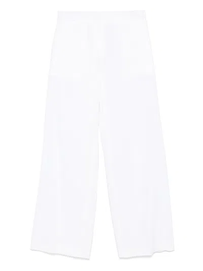 Hugo Boss Boss Wide-leg Linen Trousers With Concealed Fastening In White