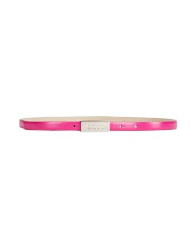 Hugo Boss Boss Woman Belt Fuchsia Size 34 Cowhide In Pink