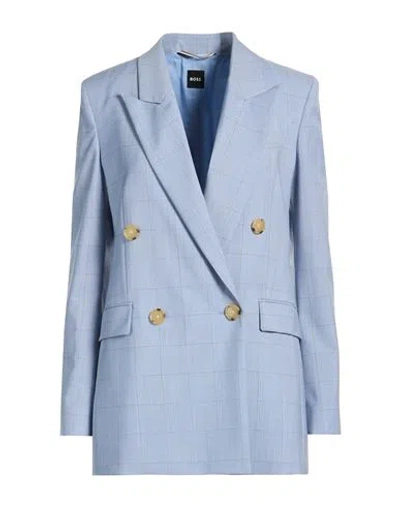 Hugo Boss Boss Woman Blazer Azure Size 6 Virgin Wool In Blue