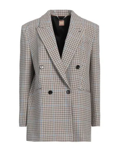 Hugo Boss Boss Woman Blazer Beige Size 14 Recycled Polyester, Viscose, Elastane, Polyester