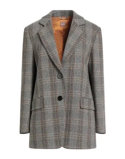 Hugo Boss Boss Woman Blazer Black Size 4 Recycled Wool, Polyacrylic, Polyester, Wool, Polyamide In Multi