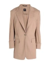 HUGO BOSS BOSS WOMAN BLAZER BROWN SIZE 14 LINEN, VISCOSE, ELASTANE