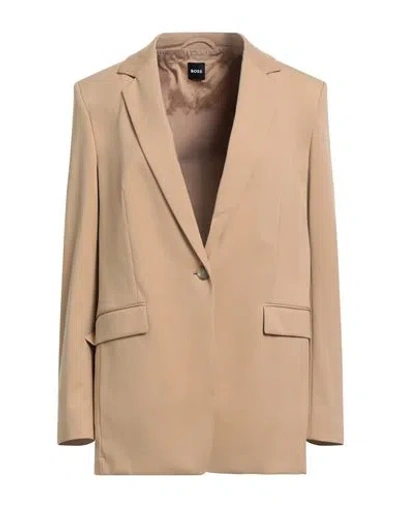 Hugo Boss Boss Woman Blazer Camel Size 8 Polyamide, Elastane In Brown