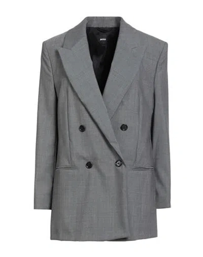 Hugo Boss Boss Woman Blazer Grey Size 6 Virgin Wool In Gray