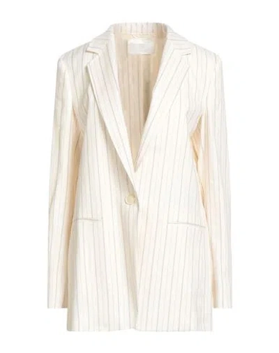Hugo Boss Boss Woman Blazer Ivory Size 6 Linen, Lyocell, Elastane, Polyester In Multi