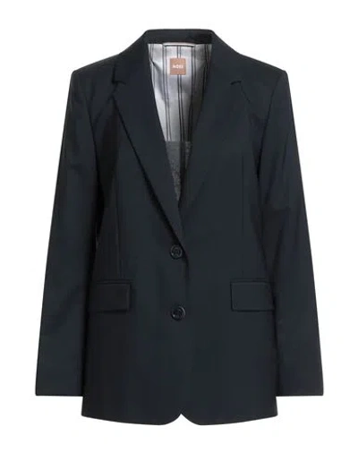 Hugo Boss Boss Woman Blazer Navy Size 6 Virgin Wool In Blue