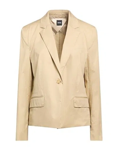 Hugo Boss Boss Woman Blazer Sand Size 4 Cotton, Elastane In Neutral