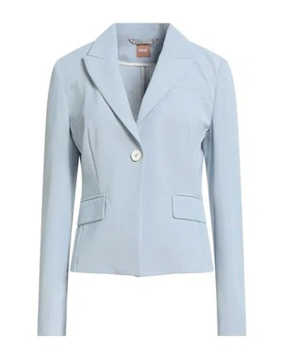 Hugo Boss Boss Woman Blazer Sky Blue Size 4 Polyester, Elastane