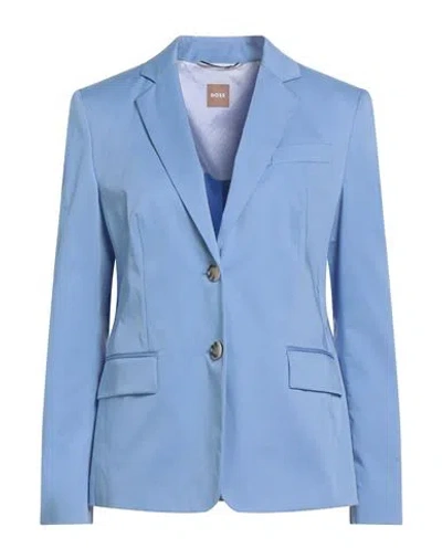 Hugo Boss Boss Woman Blazer Slate Blue Size 6 Cotton, Elastane