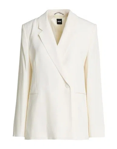 Hugo Boss Boss Woman Blazer White Size 4 Acetate, Viscose