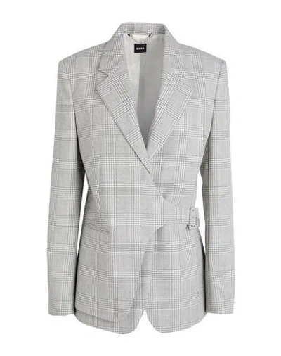 Hugo Boss Boss Woman Blazer White Size 4 Cotton In Gray