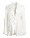 Hugo Boss Boss Woman Blazer White Size 4 Viscose, Linen, Elastane In Neutral