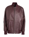 Hugo Boss Boss Woman Jacket Deep Purple Size 10 Lambskin In Purple