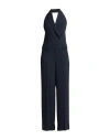 Hugo Boss Halterneck Jumpsuit With Peak Lapels In Blue