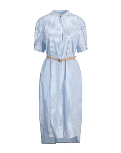 Hugo Boss Boss Woman Midi Dress Azure Size 8 Cotton In Blue