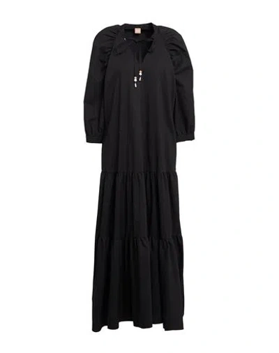 Hugo Boss Boss Woman Midi Dress Black Size 6 Cotton, Polyester, Elastane