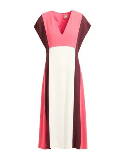 Hugo Boss Boss Woman Midi Dress Coral Size 6 Acetate, Viscose