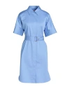 Hugo Boss Boss Woman Midi Dress Light Blue Size 2 Cotton, Elastane