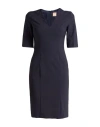Hugo Boss Boss Woman Midi Dress Navy Size 6 Virgin Wool, Elastane In Blue