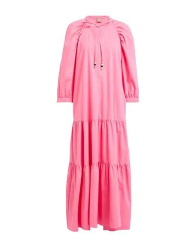 Hugo Boss Boss Woman Midi Dress Pink Size 8 Cotton, Polyester, Elastane