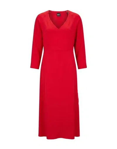 Hugo Boss Boss Woman Midi Dress Red Size 12 Viscose, Elastane