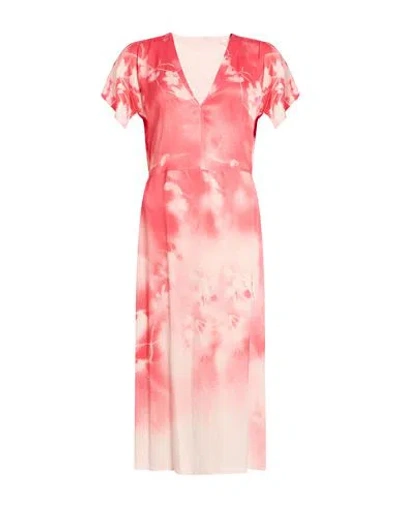 Hugo Boss Boss Woman Midi Dress Salmon Pink Size 16 Viscose In Multi