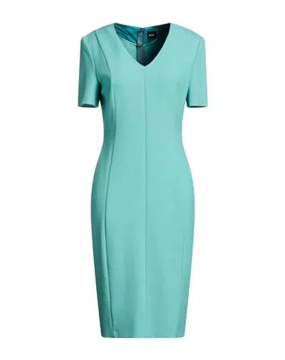Hugo Boss Boss Woman Midi Dress Turquoise Size 4 Viscose, Polyester, Elastane In Green