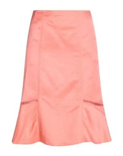 Hugo Boss Boss Woman Midi Skirt Salmon Pink Size 6 Viscose, Linen