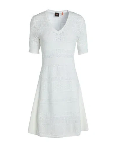 Hugo Boss Boss Woman Mini Dress White Size L Viscose, Polyamide