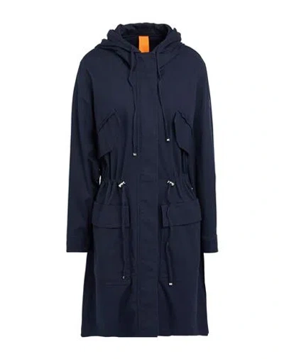 Hugo Boss Boss Woman Overcoat & Trench Coat Midnight Blue Size 8 Cotton, Elastane