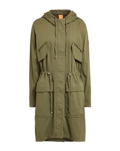 Hugo Boss Boss Woman Overcoat & Trench Coat Military Green Size 6 Cotton, Elastane