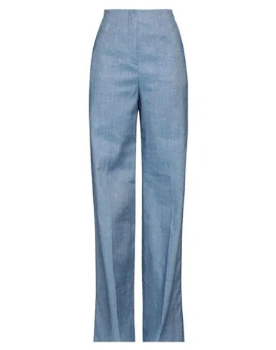 Hugo Boss Boss Woman Pants Blue Size 6 Linen, Viscose, Elastane
