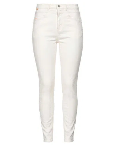 Hugo Boss Boss Woman Pants Ivory Size 25 Cotton, Elastane In White