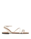 Hugo Boss Boss Woman Sandals Cream Size 12 Leather In White